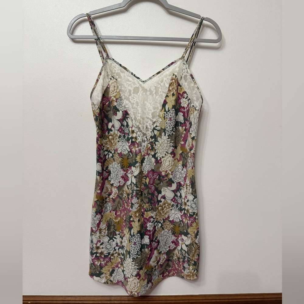 Victorias Secret Vintage Gold Label Floral and Lace Slip Dress